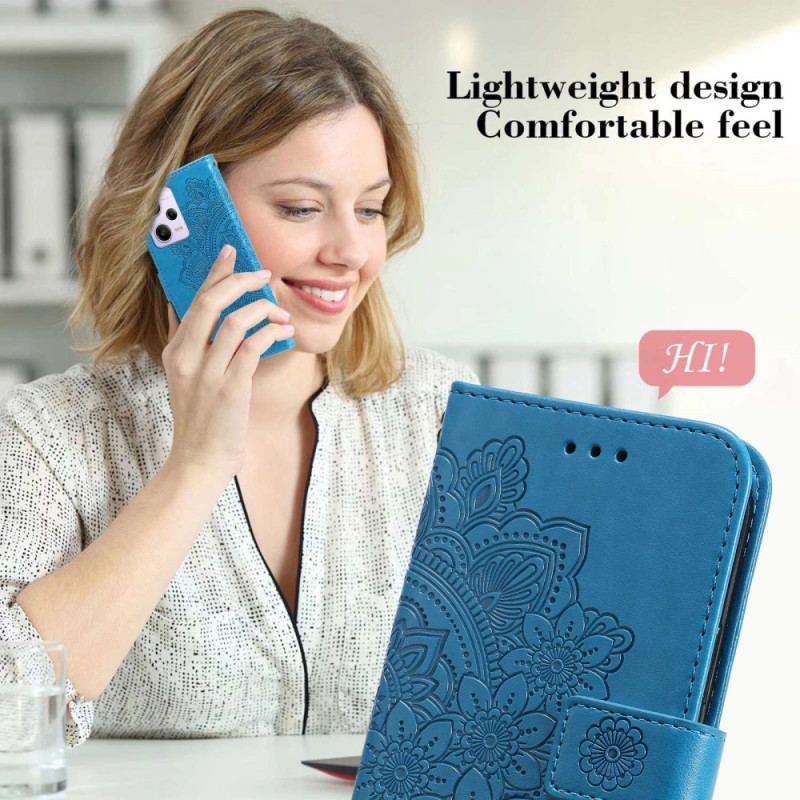 Flip Cover Poco X5 Pro 5G Med Snor Rem Blomster Mandala