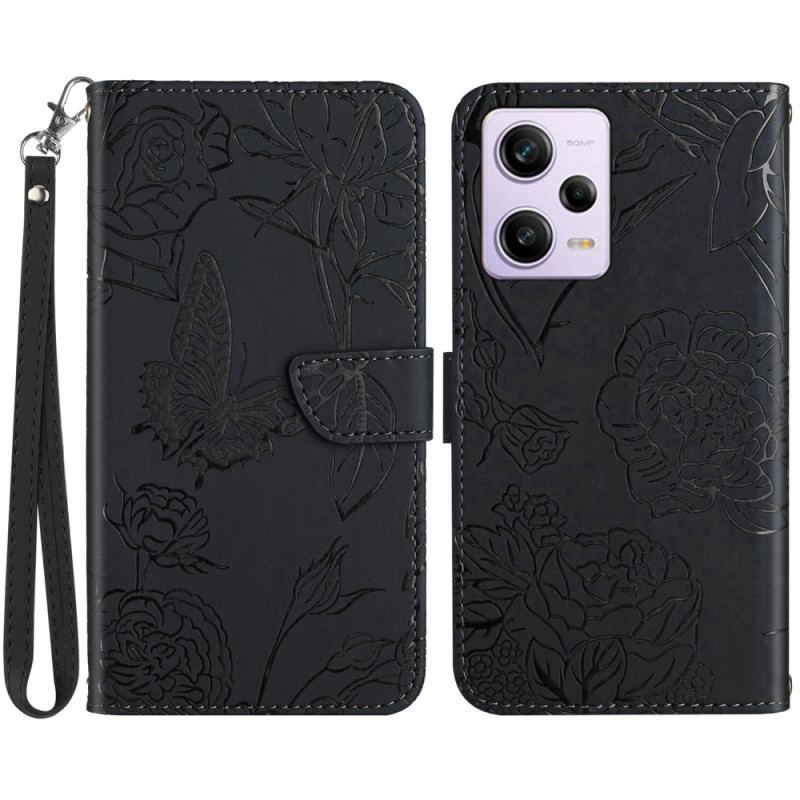 Flip Cover Poco X5 Pro 5G Sommerfugle Og Snor