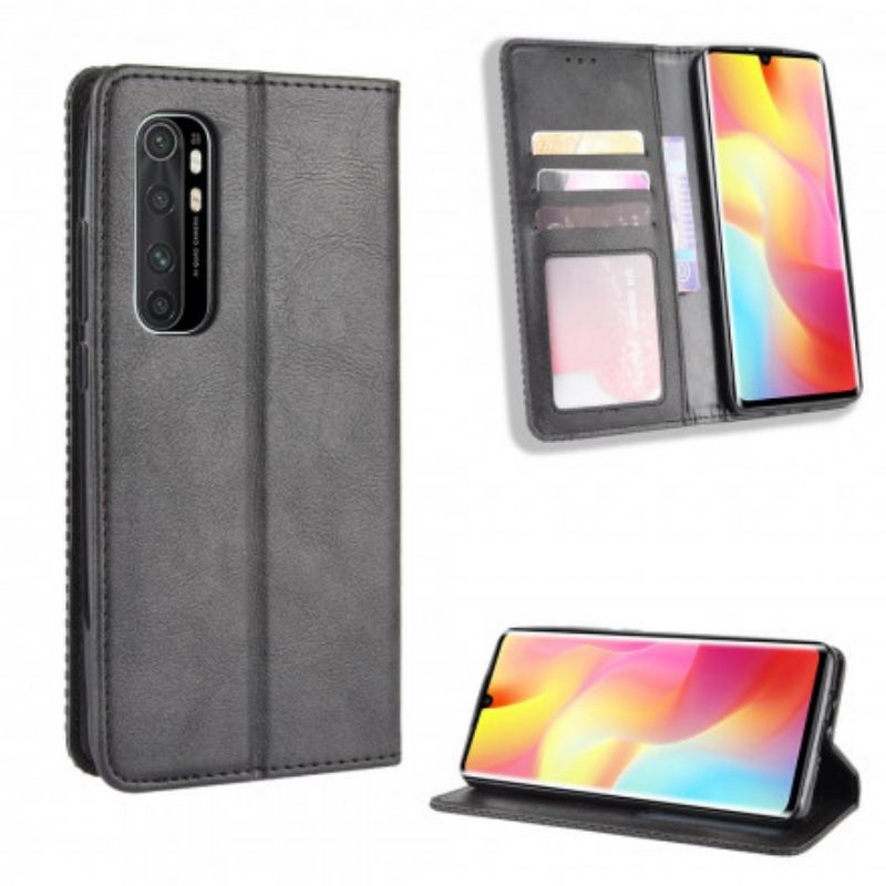 Cover Xiaomi Mi Note 10 Lite Flip Cover Stiliseret Vintage Lædereffekt