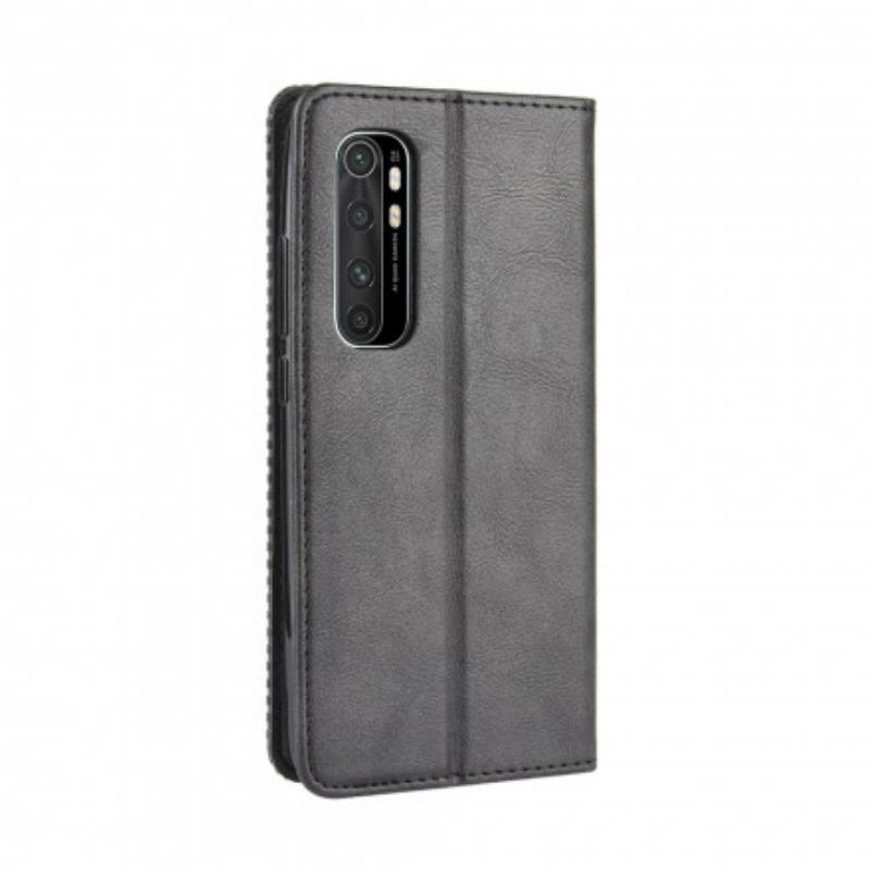 Cover Xiaomi Mi Note 10 Lite Flip Cover Stiliseret Vintage Lædereffekt