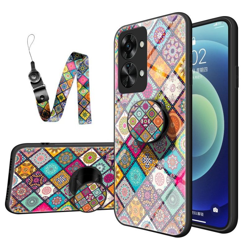 Cover OnePlus Nord 2T 5G Patchwork Magnetisk Holder