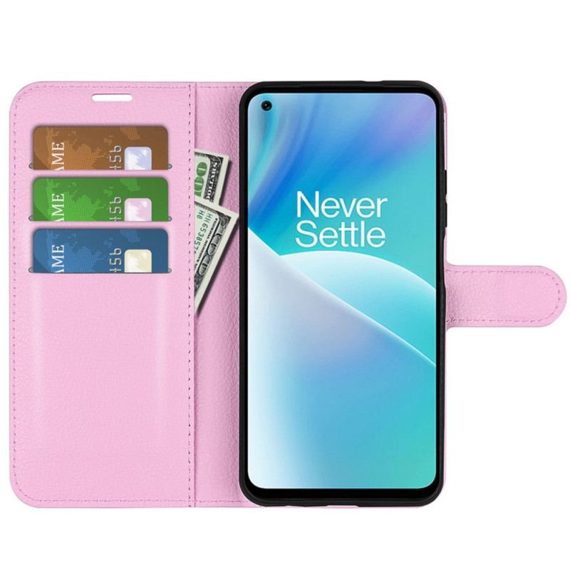 Flip Cover OnePlus Nord 2T 5G Klassisk Litchi Imiteret Læder