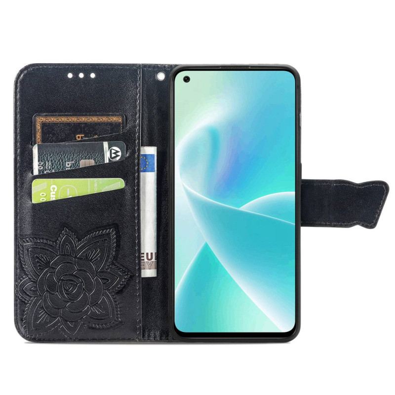 Flip Cover OnePlus Nord 2T 5G Med Snor Butterfly Lanyard Kortholder