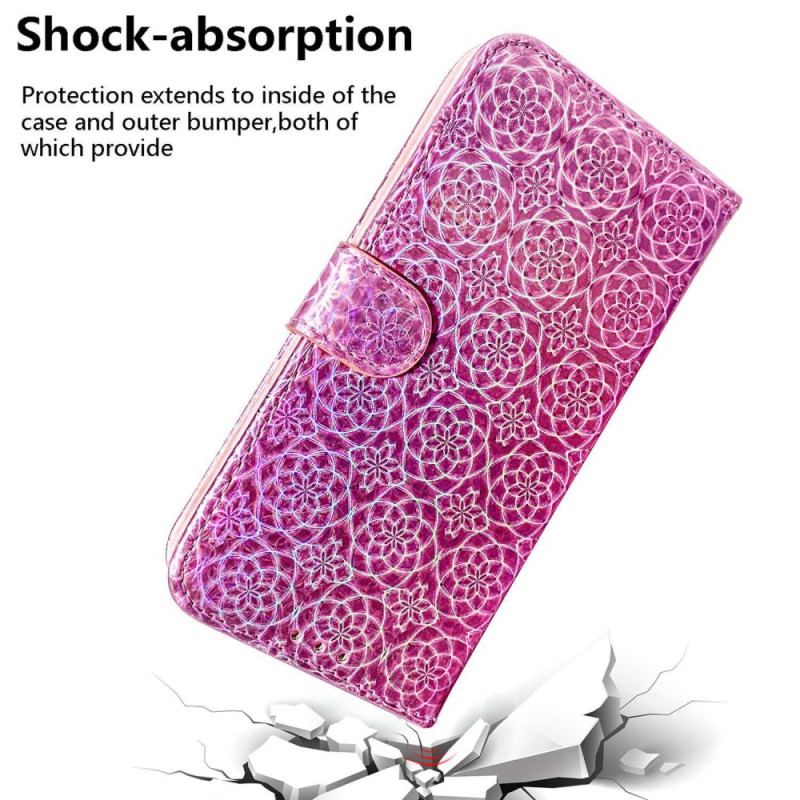 Flip Cover OnePlus Nord 2T 5G Med Snor Strappy Geometriske Blomster