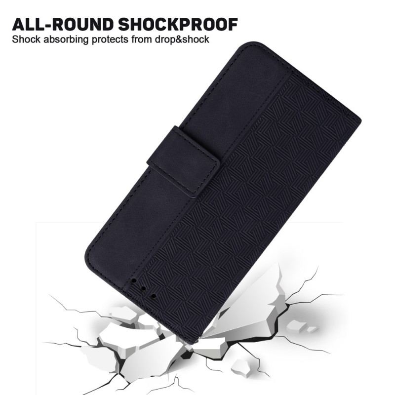 Flip Cover OnePlus Nord 2T 5G Med Snor Strappy Geometriske Mønstre