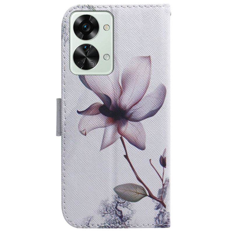 Flip Cover OnePlus Nord 2T 5G Med Snor Strappy Rose Flower