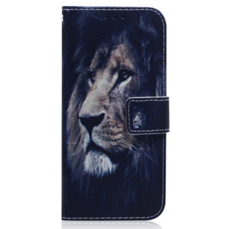 Læder Cover OnePlus Nord 2T 5G Med Snor Lanyard Night Lion