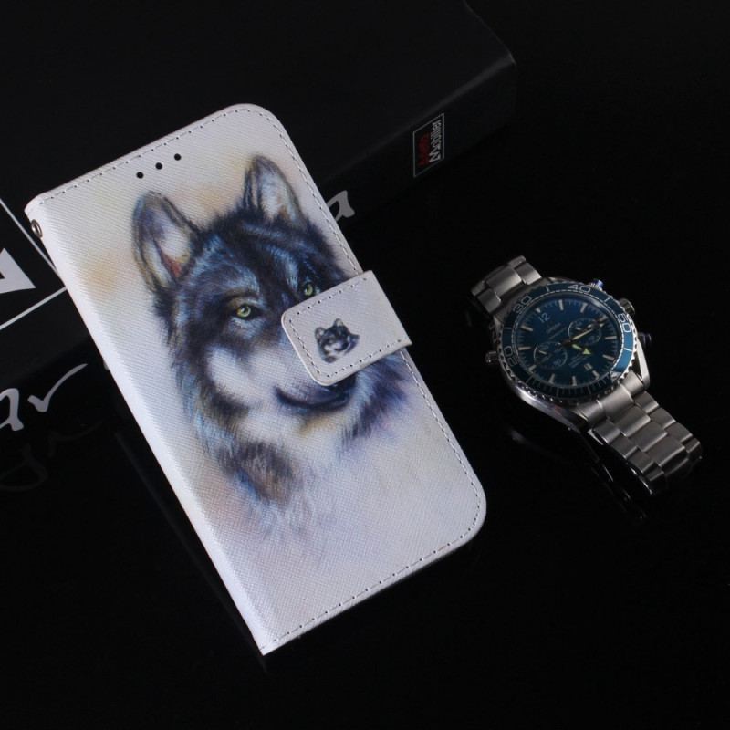 Læder Cover OnePlus Nord 2T 5G Med Snor Strappy Aquarel Wolf