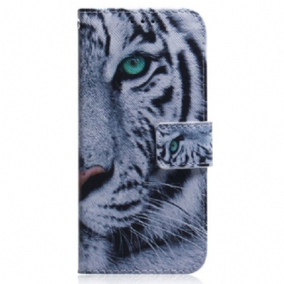 Læder Cover OnePlus Nord 2T 5G Med Snor Strappy White Tiger