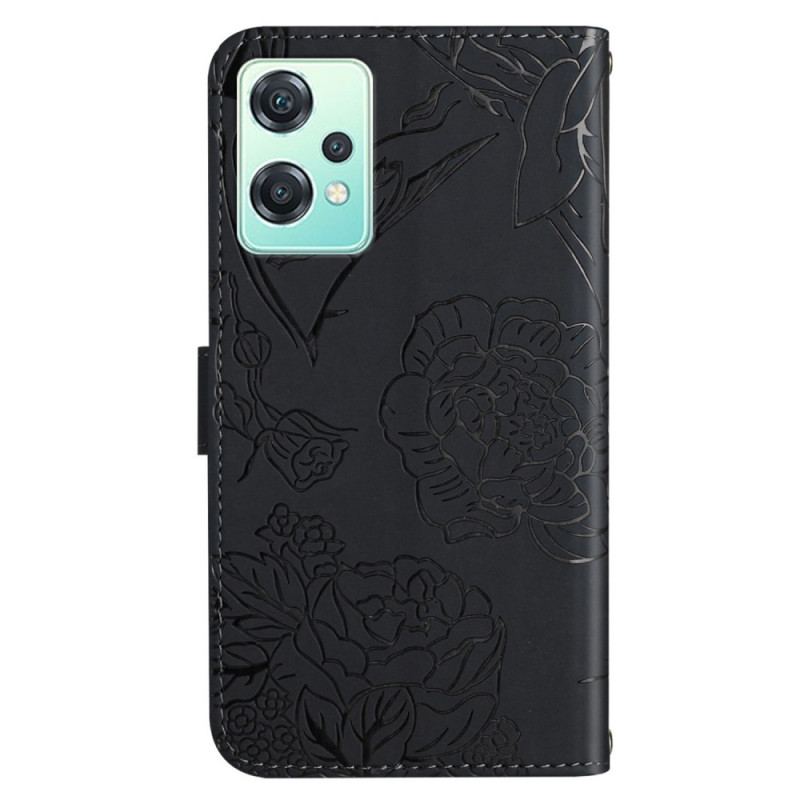 Flip Cover OnePlus Nord CE 2 Lite 5G Diskrete Sommerfugle Og Snor