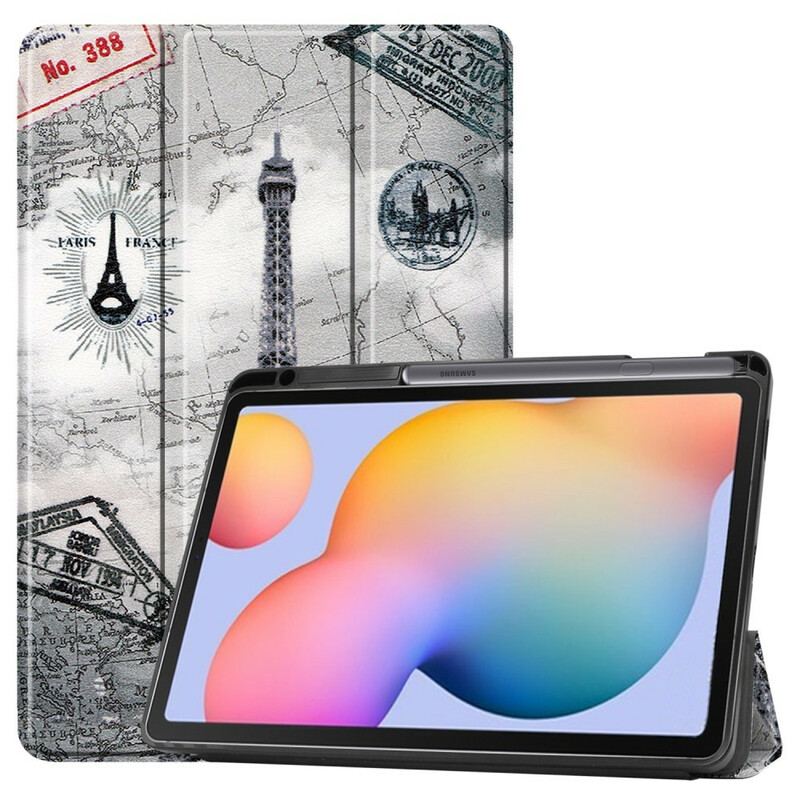 Cover Samsung Galaxy Tab S6 Lite Retro Eiffeltårnet Penneholder