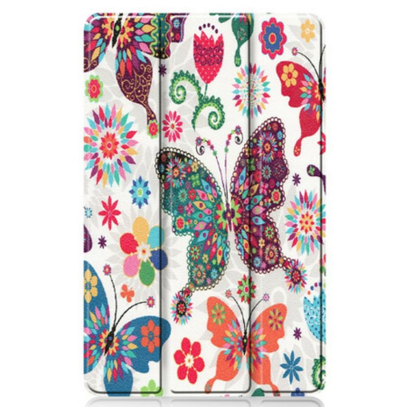 Cover Samsung Galaxy Tab S6 Lite Retro Sommerfugle Og Blomster