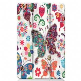 Cover Samsung Galaxy Tab S6 Lite Retro Sommerfugle Og Blomster