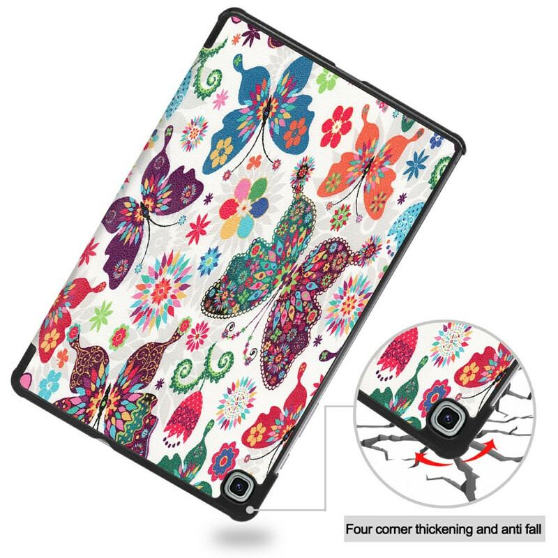 Cover Samsung Galaxy Tab S6 Lite Retro Sommerfugle Og Blomster