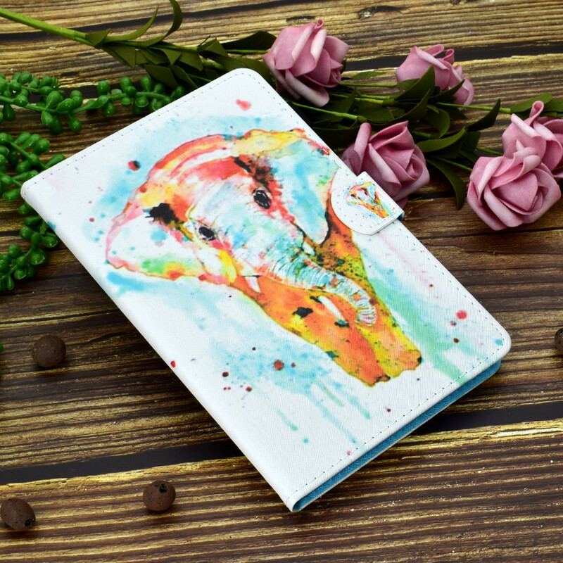 Flip Cover Samsung Galaxy Tab S6 Lite Akvarel Elefant