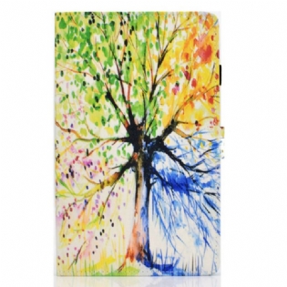 Flip Cover Samsung Galaxy Tab S6 Lite Akvarel Træ