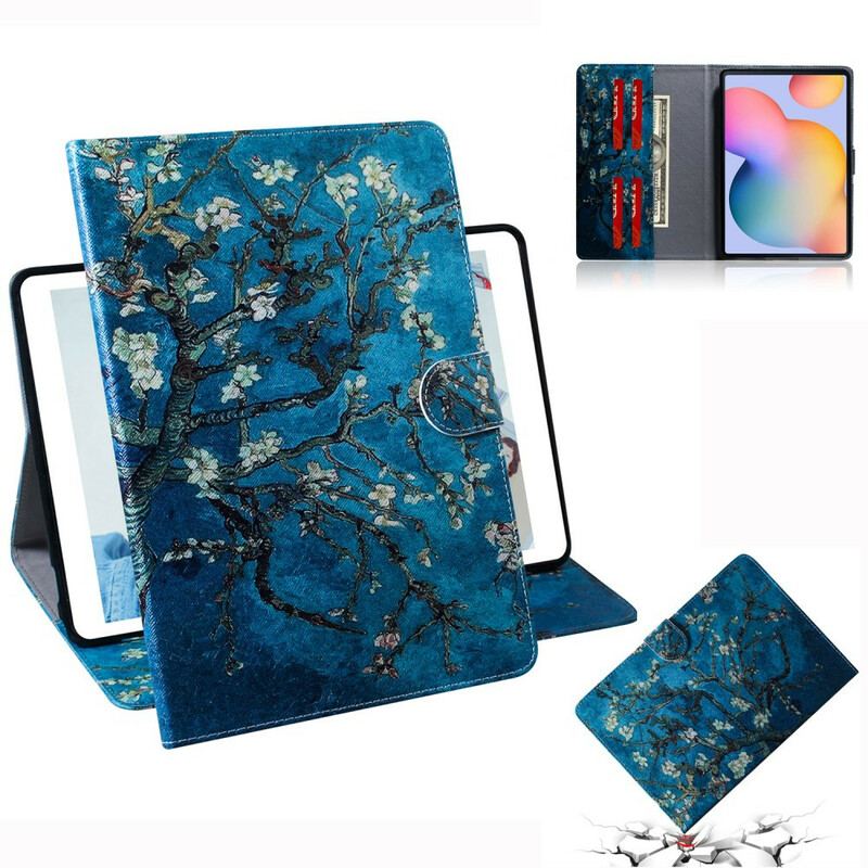 Læder Cover Samsung Galaxy Tab S6 Lite Blomstrende Grene