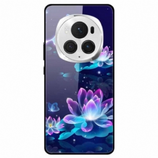 Cover Honor Magic 6 Pro Telefon Etui Lysende Lotus Hærdet Glas