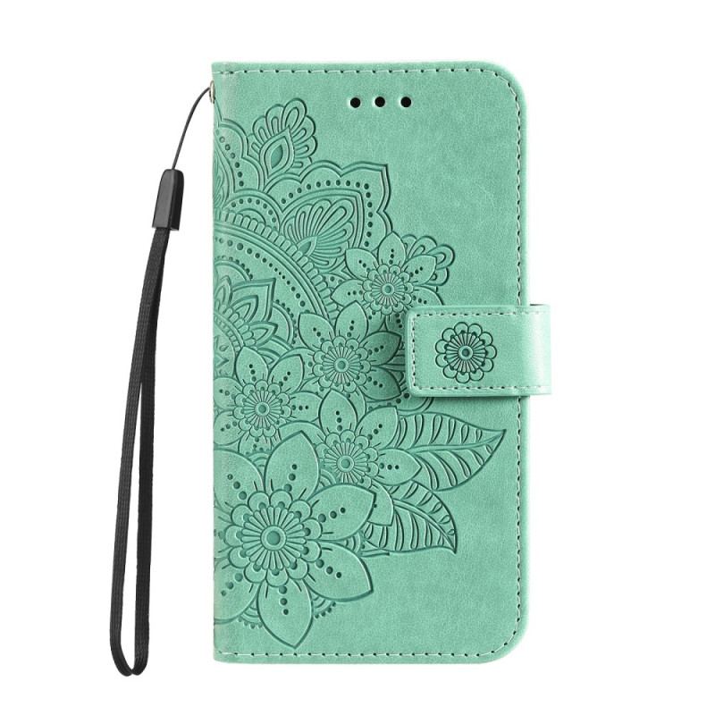 Læder Cover Honor Magic 6 Pro Telefon Etui Blomstermønster Med Rem