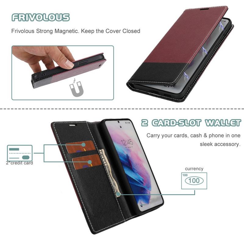 Cover Samsung Galaxy S21 Ultra 5G Flip Cover Tofarvet Tekstureret Kunstlæder