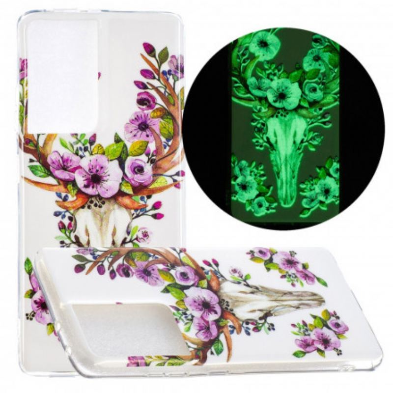 Cover Samsung Galaxy S21 Ultra 5G Fluorescerende Blomsterelg