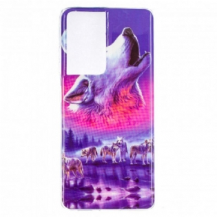 Cover Samsung Galaxy S21 Ultra 5G Fluorescerende Wolf Series