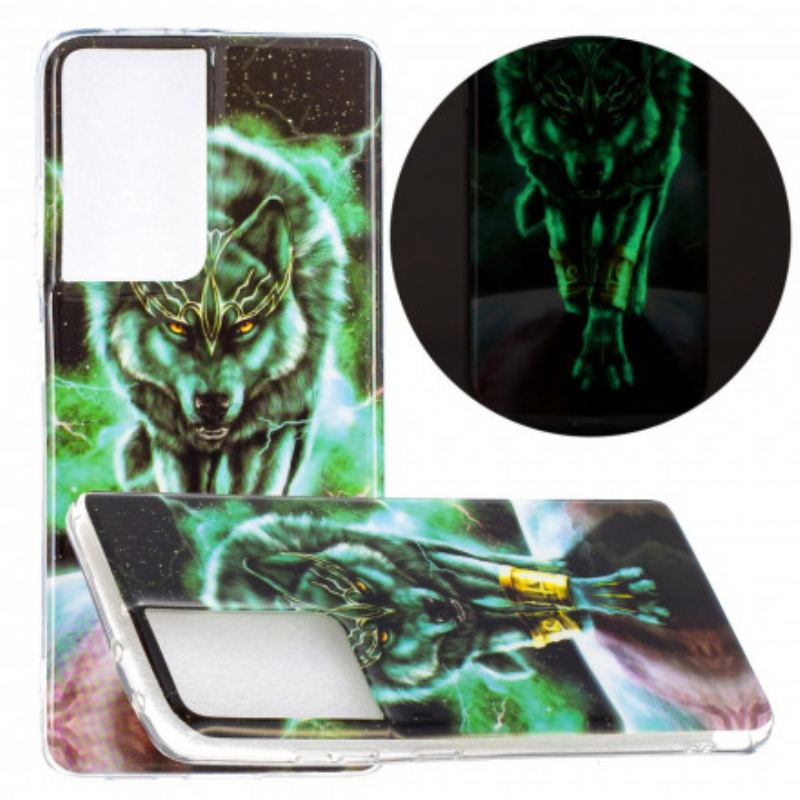 Cover Samsung Galaxy S21 Ultra 5G Fluorescerende Wolf Series