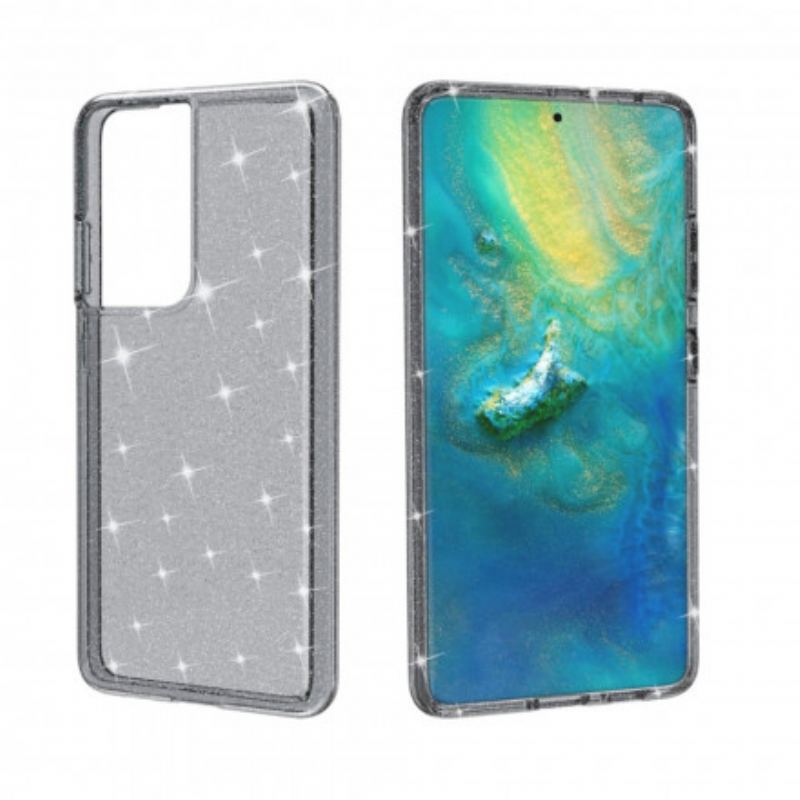 Cover Samsung Galaxy S21 Ultra 5G Gennemsigtige Pailletter