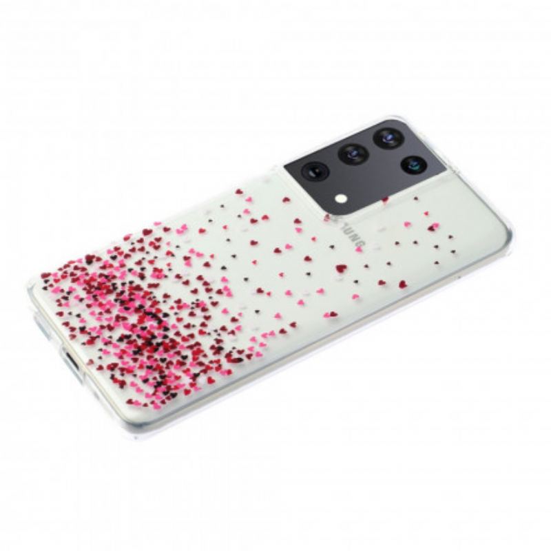 Cover Samsung Galaxy S21 Ultra 5G Sømløse Flere Hjerter