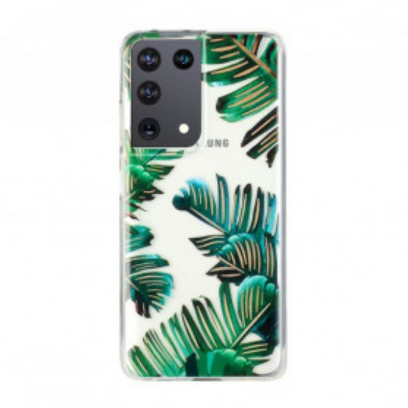 Cover Samsung Galaxy S21 Ultra 5G Sømløse Grønne Blade
