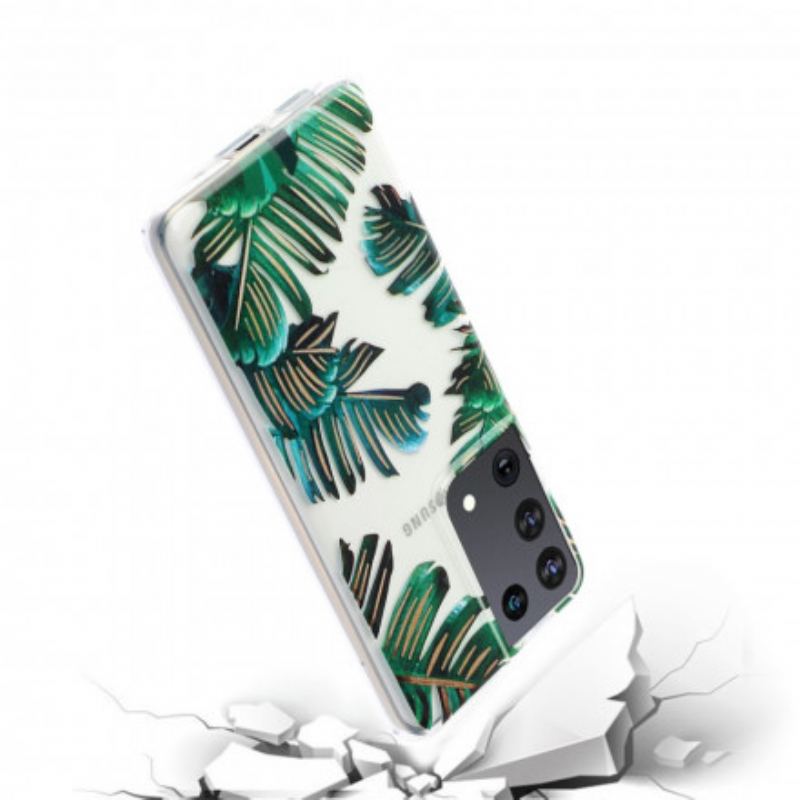 Cover Samsung Galaxy S21 Ultra 5G Sømløse Grønne Blade