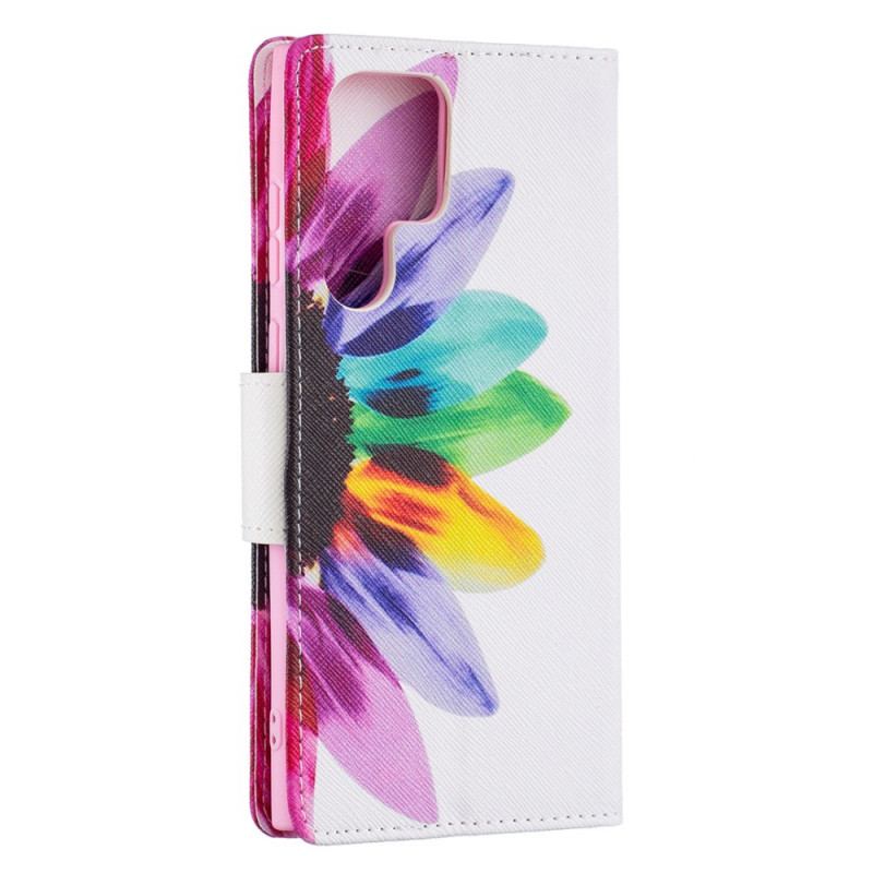 Flip Cover Samsung Galaxy S21 Ultra 5G Akvarel Blomst