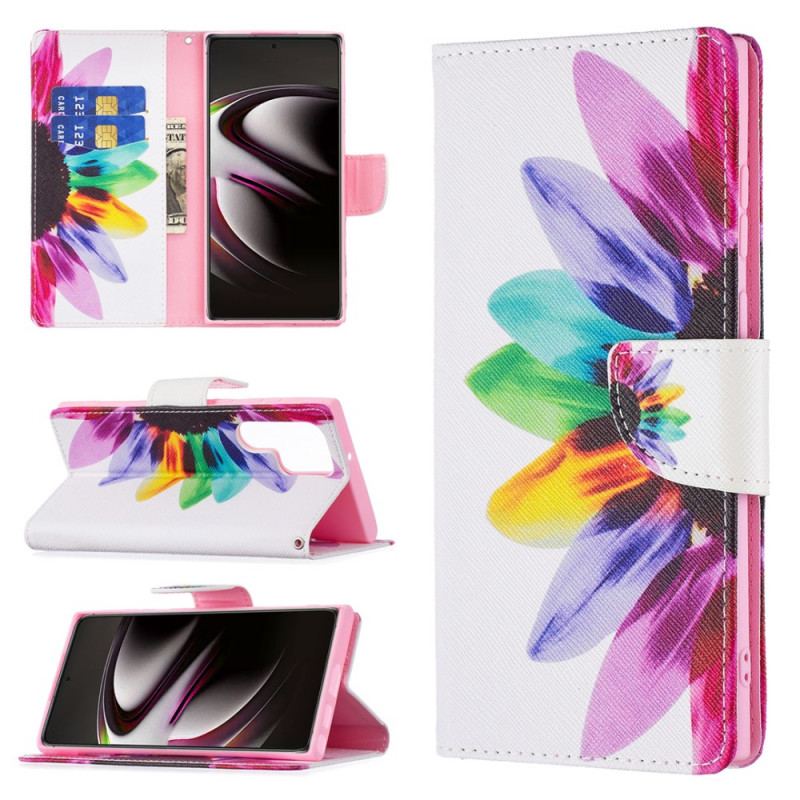 Flip Cover Samsung Galaxy S21 Ultra 5G Akvarel Blomst