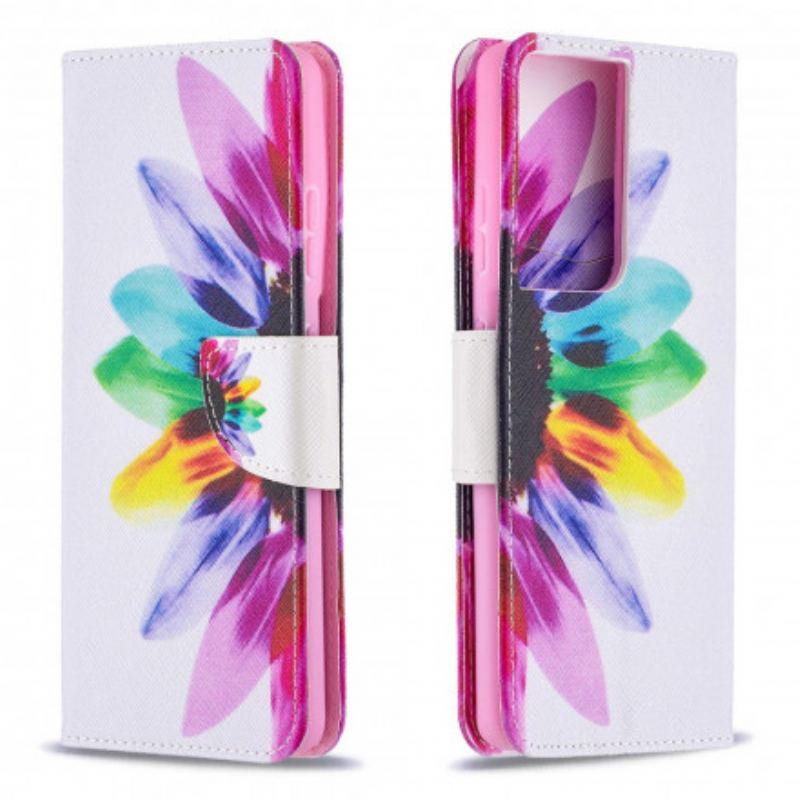 Flip Cover Samsung Galaxy S21 Ultra 5G Akvarel Blomst