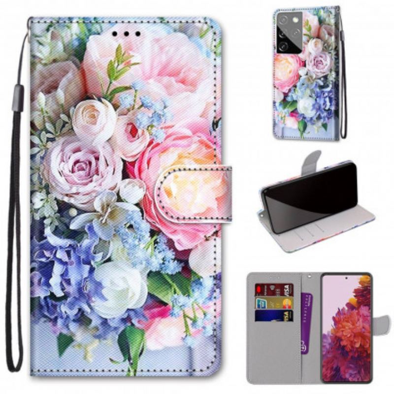 Flip Cover Samsung Galaxy S21 Ultra 5G Blomster Vidunder