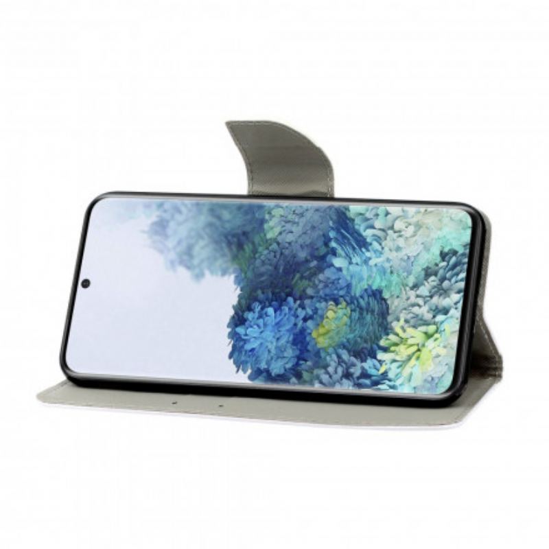 Flip Cover Samsung Galaxy S21 Ultra 5G Farvede Plader Med Snor