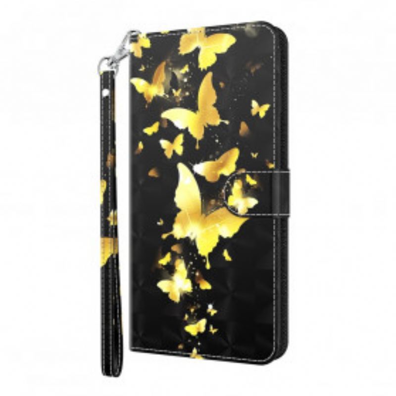 Flip Cover Samsung Galaxy S21 Ultra 5G Gule Sommerfugle