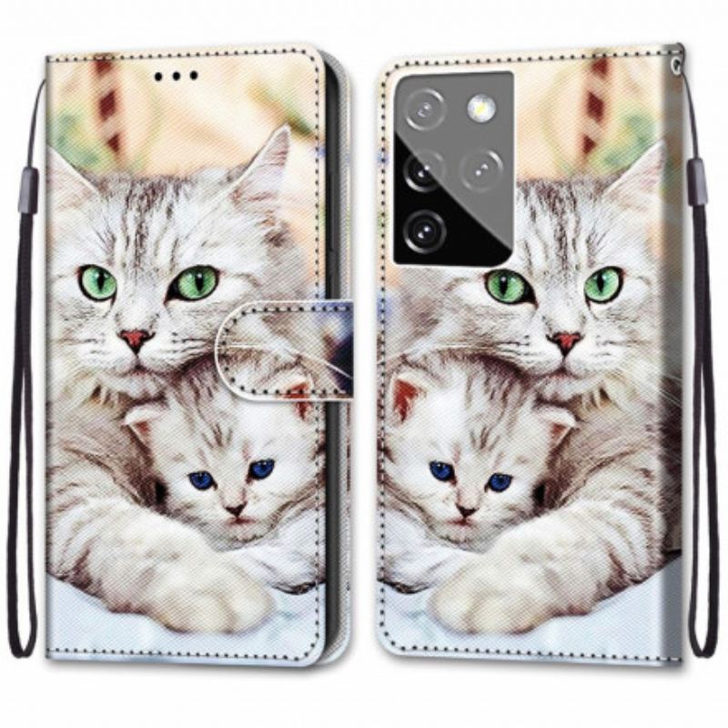 Flip Cover Samsung Galaxy S21 Ultra 5G Kattefamilie