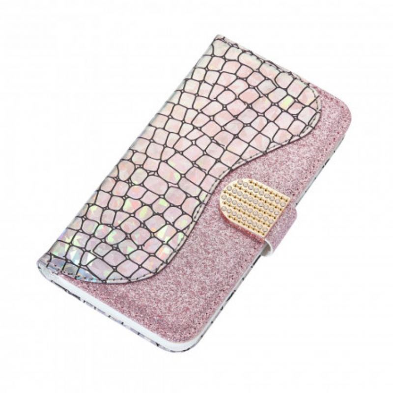 Flip Cover Samsung Galaxy S21 Ultra 5G Krokodille Diamanter