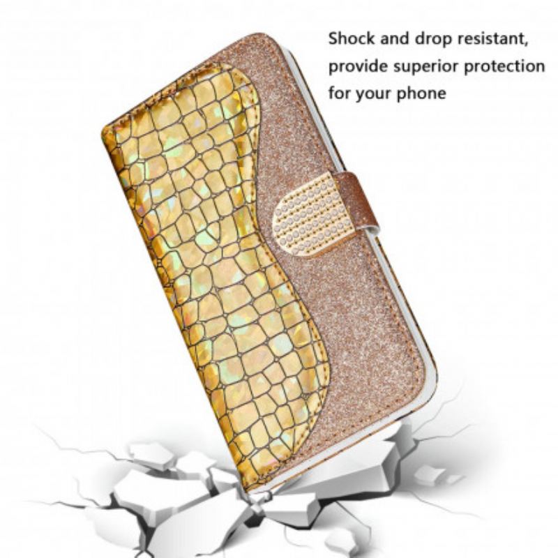 Flip Cover Samsung Galaxy S21 Ultra 5G Krokodille Diamanter