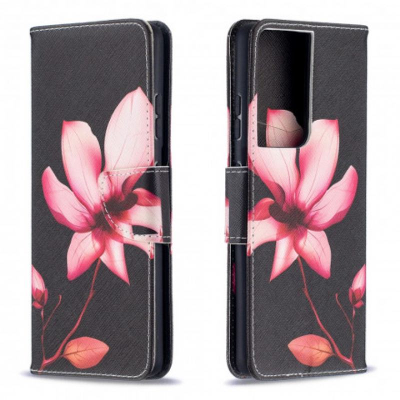 Flip Cover Samsung Galaxy S21 Ultra 5G Lyserød Blomst