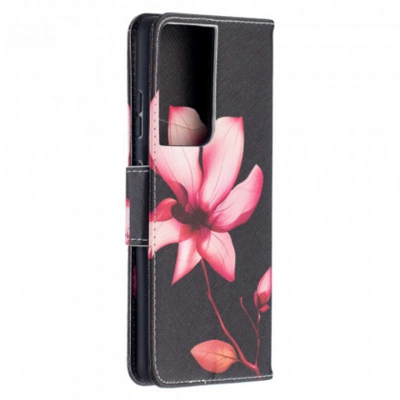 Flip Cover Samsung Galaxy S21 Ultra 5G Lyserød Blomst