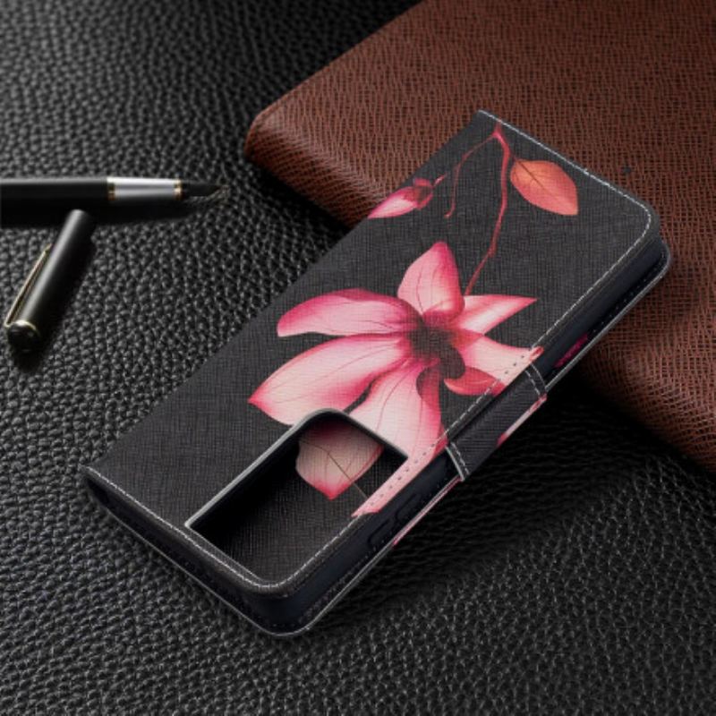 Flip Cover Samsung Galaxy S21 Ultra 5G Lyserød Blomst