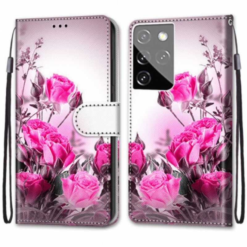 Flip Cover Samsung Galaxy S21 Ultra 5G Magiske Blomster