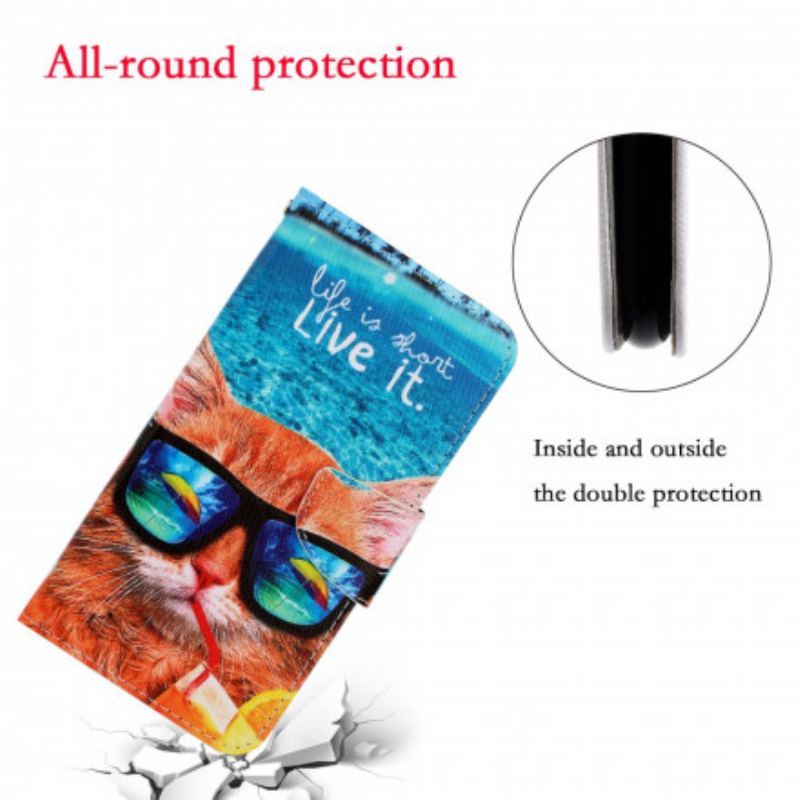 Flip Cover Samsung Galaxy S21 Ultra 5G Med Snor Cat Live It Strappy