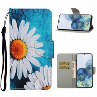 Flip Cover Samsung Galaxy S21 Ultra 5G Mesterlige Blomster Med Rem