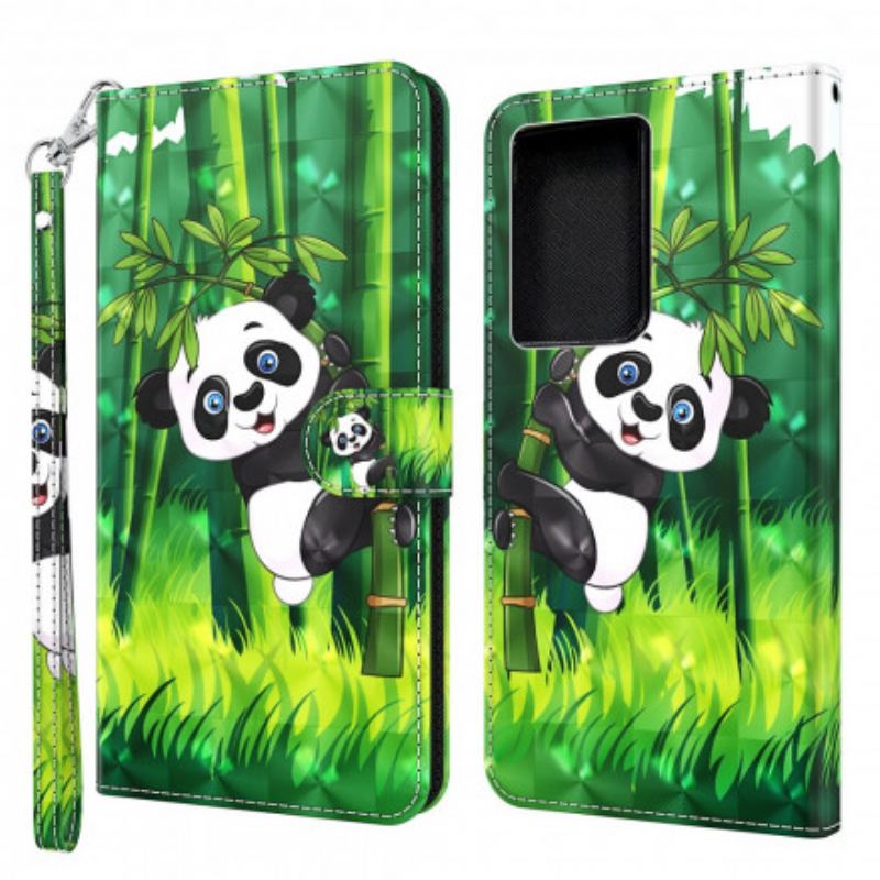 Flip Cover Samsung Galaxy S21 Ultra 5G Panda Og Bambus