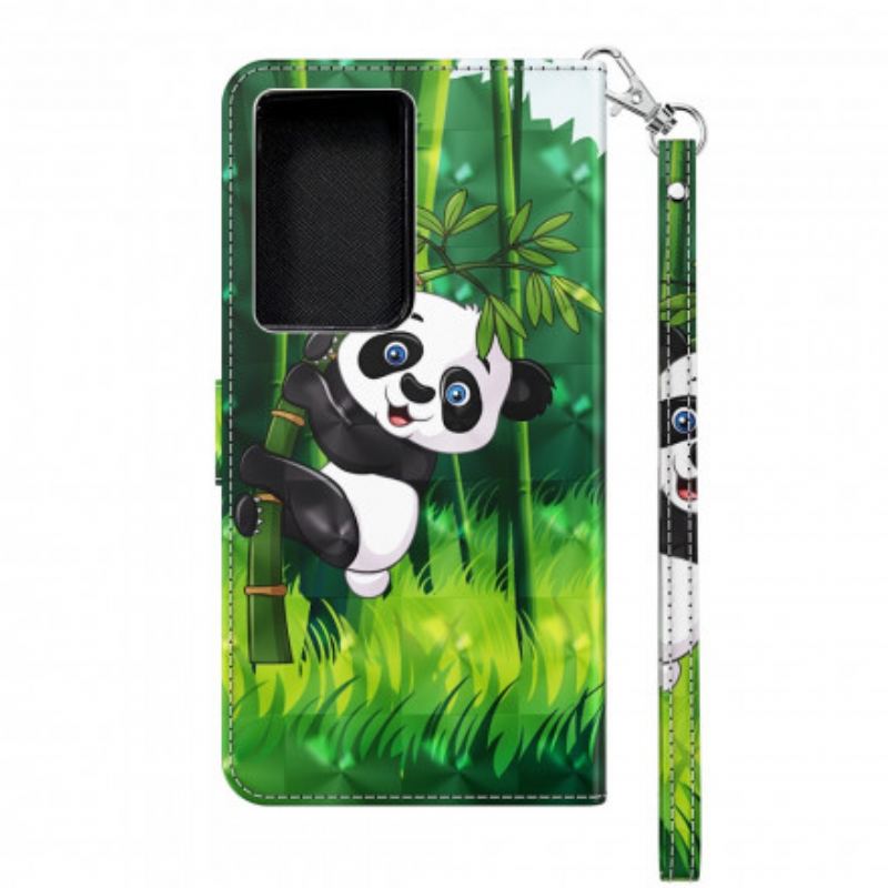 Flip Cover Samsung Galaxy S21 Ultra 5G Panda Og Bambus