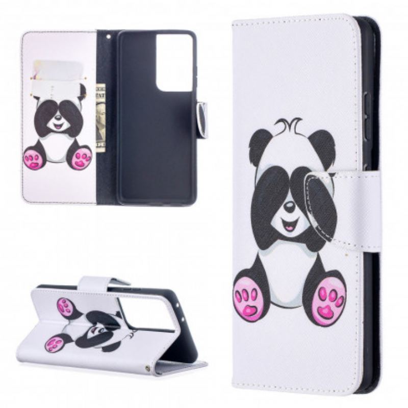 Flip Cover Samsung Galaxy S21 Ultra 5G Panda Sjov