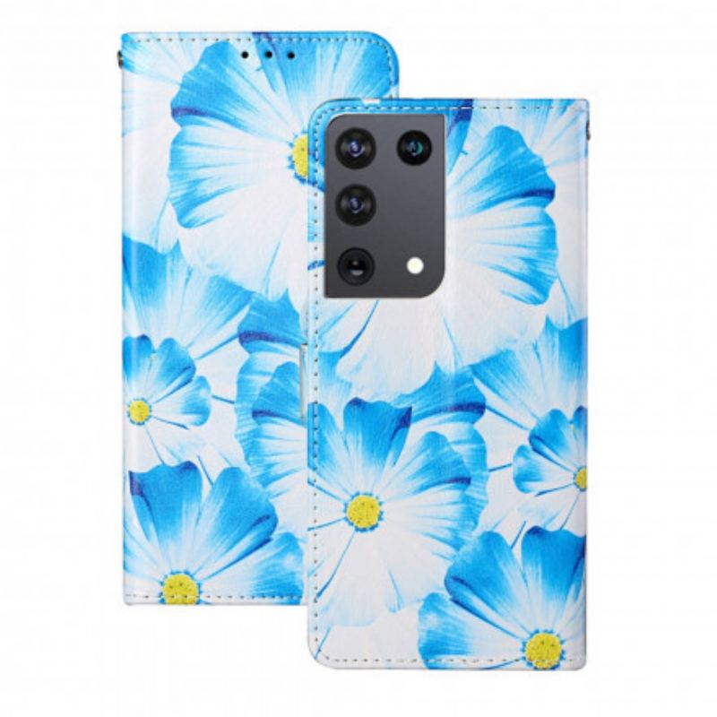 Flip Cover Samsung Galaxy S21 Ultra 5G Skøre Blomster